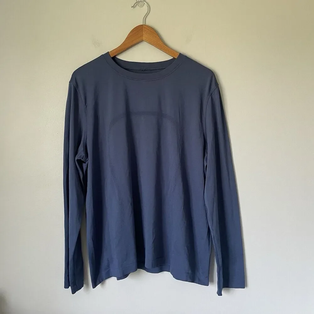 Lululemon Swiftly Relaxed Long-Sleeve Top Hip Length Athletic Navy Blue Size 12